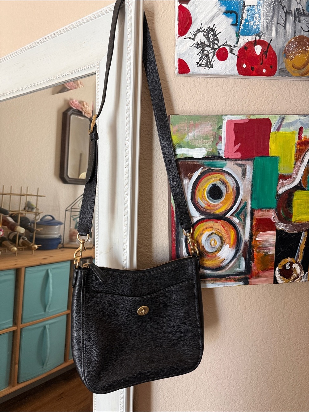 Coach Classic Black Leather Crossbody Bag no. B2279-C8483